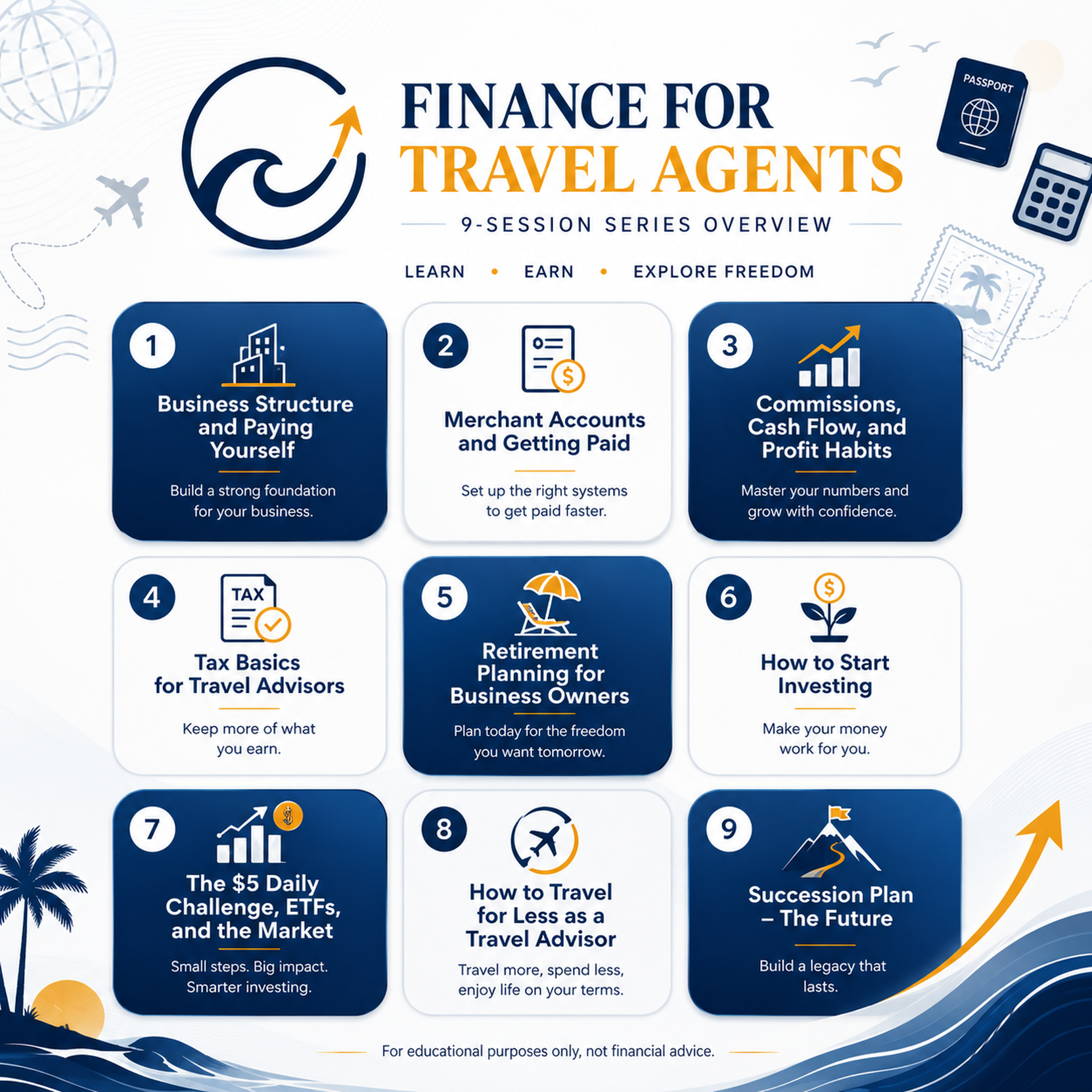 Finance for Travel Agents nine-session series flyer